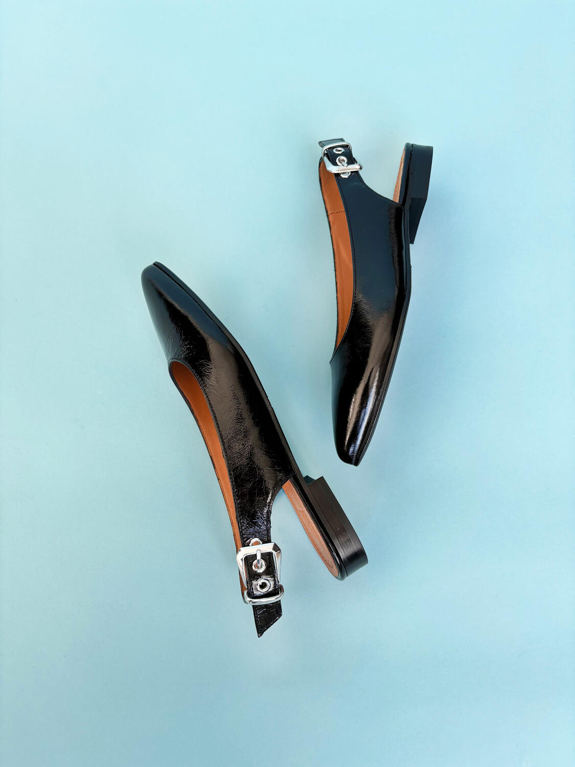 A16302 slingback ballerinasko - Black Naplack 260